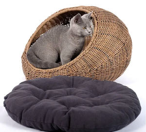 New Cute Rattan Cat Bed Wood <b>Animal</b> Patterned Pet <b>Cage</b> Dog Hideaway in Dome Basket Washable Cat Houses - Product Image 2