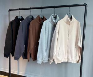 Veste à col montant à double fermeture éclair en polaire 360g, style streetwear, pour hommes et femmes, coupe ample, col montant, fermeture éclair, fournisseurs personnalisés - Product Image 2