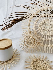 Napperon rond en rotin faiblement tissé Produits écologiques Fabriqué au Vietnam Napperon Décoration de table Vente en gros - Product Image 5