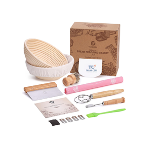 Juego de cesta de prueba de pan de 4 piezas ecológica de ratán Natural artesanal Thanh Cong personalizado para herramientas de repostería para hornear - Product Image 2