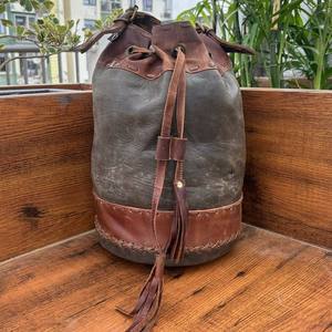 Sac seau en cuir véritable pleine fleur pochette en cuir occidental avec cordon de serrage sac à bandoulière femmes 100% sacs faits à la main en cuir de vache - Product Image 4