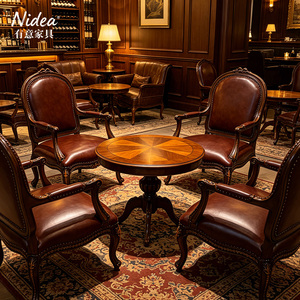 <span class=keywords><strong>Fauteuil</strong></span> classique français en bois massif sculpté, <span class=keywords><strong>fauteuil</strong></span> d'appoint de luxe en <span class=keywords><strong>cuir</strong></span> bordeaux avec garniture cloutée - Product Image 3