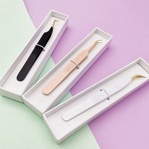 Pinzas de Acero Inoxidable Antiestáticas para Extensión de Pestañas, Herramienta de Elevación de Pestañas con Punta para Volumen y Aislamiento, Mango con Espejo, Set de Herramientas de Belleza - Product Image 2