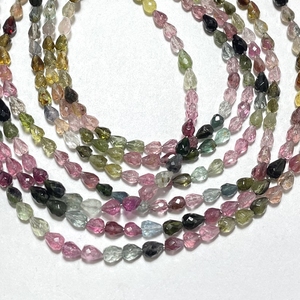 Piedra preciosa natural, turmalina multicolor, forma de gota facetada, Briolette, cuentas en forma de lágrima, hebra larga de 8 pulgadas, joyería ASP GEMS, joyería de La LT-154 - Product Image 3