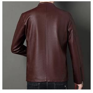 Chaqueta de cuero con borde cruzado para hombre, chaqueta de cuero de motocicleta informal con cuello levantado nuevo estilo británico a la moda para adolescentes - Product Image 6