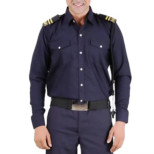 Design bleu personnalisé Warden personnel vêtements de travail été garde de sécurité uniforme pour hommes veste et pantalon ensembles prix usine - Product Image 5