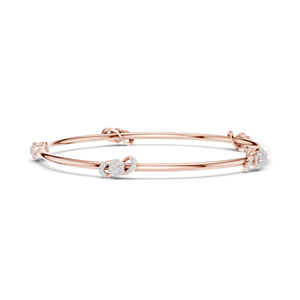 Knot <b>Bangle</b> Bracelet with 0.51 CT Lab-Grown Diamonds Round Brilliant Cut 18KT, 14KT, 10KT <b>Gold</b> & 925 Silver <b>Rose</b>, Yellow, - Product Image 3