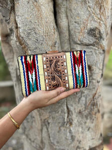 Aztec กระเป๋าคลัทช์หนังสัตว์สำหรับผู้หญิง, กระเป๋าคลัทช์แกะสลักมือเล่นการพนันกระเป๋าเงินแบบสองพับสำหรับผู้หญิงกระเป๋าสตางค์สไตล์ตะวันตก - Product Image 5