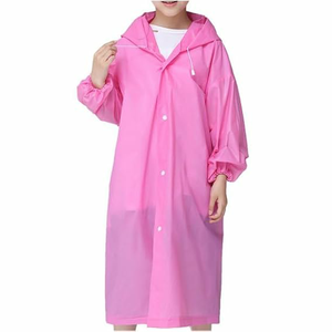 เสื้อกันฝนสุดอินเทรนด์เสื้อกันฝนมาใหม่เสื้อกันฝนยาวกันน้ำสีชมพูล้วนสำหรับขี่มอเตอร์ไซค์ - Product Image 1