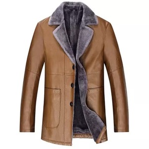 Veste d'hiver pour homme en cuir de mouton long et épais, fourrure de mouton, fourrure de mouton véritable, design et logo personnalisés, vente en gros - Product Image 4