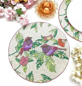 <b>Rounded</b> Beaded coaster Beaded Placemat/<b>table</b> coaster from India for sale in bulk wholesale <b>mats</b> & pads by CRAFTS GALORE - Product Image 6