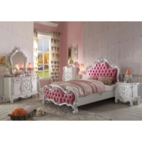 Ensemble de chambre d'enfant Issabel en bois massif avec sculptures, finition blanche, design classique, meubles pour la maison