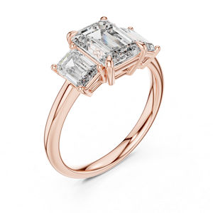 Anillo Solitario de Diamante Cultivado en Laboratorio con Corte Esmeralda en Oro Rosa de 14K |   Anillo de Compromiso |   Diamante Cultivado Nuevo - Product Image 5