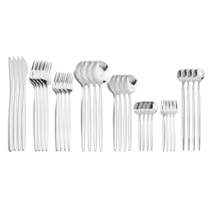 Ensemble de couverts en acier inoxydable Motif abstrait Longue durée pour hôtels et cuisines Ensembles de couverts en acier miroir - Product Image 4