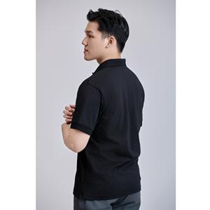 Chemise décontractée à manches courtes en tricot TC noir, fabrication vietnamienne, 60% coton + 40% polyester, devant 200 grammes - Product Image 2