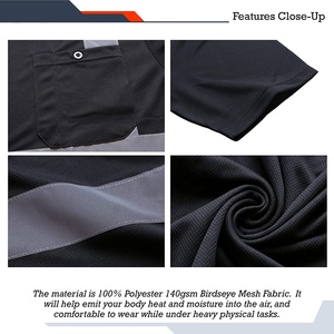 T-shirt de sécurité réfléchissant haute visibilité pour hommes, en polyester, vêtements de travail, séchage rapide, anti-plis, pour la construction et la circulation - Product Image 4