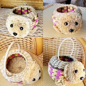 Venta al por mayor de cestas de almacenamiento de paja tejidas a mano lindo diseño de animales marinos naturales contenedores organizadores para niños habitación de bebé - Product Image 3
