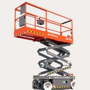 Plataforma Elevadora de Tijera Eléctrica [Skyjack], Plataforma de Trabajo Aérea de Alta Eficiencia, 6.4 m de Altura de Elevación, Ancho Estrecho, Uso Interior y Exterior - Product Image 1