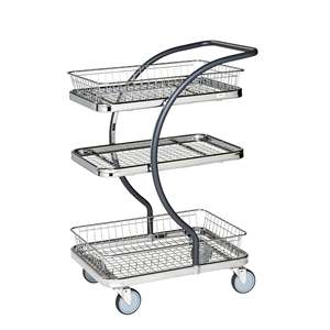 Carrito de Compras Plegable Tipo C con Estructura de Malla de Metal y Plástico, Superficie de PU - Product Image 1