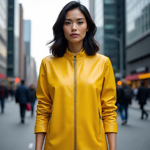 Chaquetas de Cuero Liso para Motocicleta, Abrigo Holgado de Vaca y Oveja para Mujer - Product Image 4