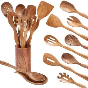 Durable Teak Wood Kitchen Utensils for Non-Stick Cookware Long Cooking Teak and Acacia Wood Cooking Utensils for Non <b>Scratch</b> Use - Product Image 2