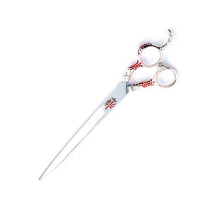 Tijera de peluquería de perro con mango de diseño personalizado, tijera de aseo para mascotas de hoja recta de 7,5 "con reposapiés - Product Image 6