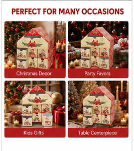 Custom Red House Shaped Advent <b>Calendar</b> Box with 9 Drawers Rigid Cardboard Christmas Blind Box Mystery Packaging for Gift - Product Image 5
