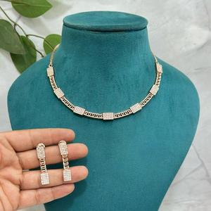 Luxury Designer Statement Jewelry <b>Set</b> with Royal Green White Zircon Brass <b>Necklace</b> <b>Set</b> for <b>Wedding</b> Party Gift - Product Image 1
