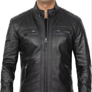 Veste d'extérieur en cuir de vache véritable, veste d'hiver, taille et poignets ajustables, col montant, fermeture éclair intégrale, veste de sport respirante, OEM - Product Image 1