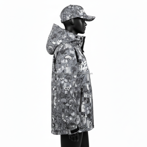 Chaqueta Softshell para Mujer, Resistente al Viento, Elegante, Paneles Estampados Grises, Logotipo Personalizable, Impresión por Transferencia de Calor - Product Image 3