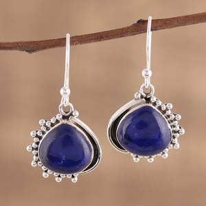 Classique 925 argent Sterling naturel bleu Lapis Lazuli pierre précieuse boucle d'oreille à la main goutte Dangle crochet bijoux prix de gros - Product Image 3