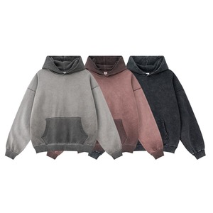 Sudaderas con capucha lavadas con ácido para hombre, ropa de calle con logotipo personalizado impreso, sudadera con capucha con estampado de sol peinado, jersey en blanco - Product Image 4