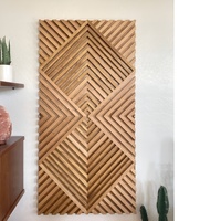 Décoration murale en bois d'acacia et macramé moderne, taille personnalisée, encadrée, lavable, pour salon