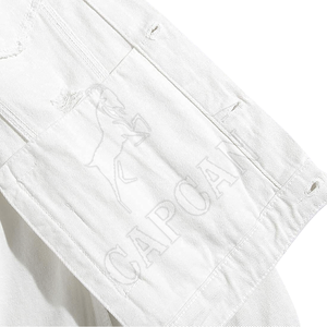 Best Selling Men's High Street Style Denim <b>Jackets</b> Custom Pattern Plain <b>White</b> with Long Sleeves - Product Image 4