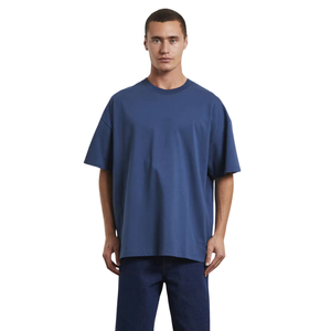 Camiseta Larga de Algodón 100% Tejido con Estampado y Hombros Caídos para Hombre, Ajuste Holgado, Oversize, Estilo Urbano, de Gran Gramaje - Product Image 1