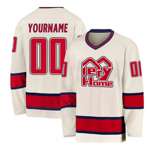 Maillots de hockey avec logo personnalisé OEM Uniformes de hockey sur glace sublimés avec matériau en polyester de style vierge Nom de l'équipe sur mesure - Product Image 2