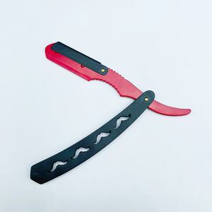 Maquinilla de afeitar recta profesional de peluquero al por mayor, herramienta de afeitar manual de acero inoxidable con logotipo personalizado, diseño sostenible negro rojo - Product Image 2