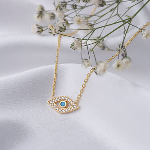 สร้อยคอเซอร์คอนสีเทอร์ควอยซ์นำโชคแบบตุรกีเครื่องประดับเงินสเตอร์ลิงสำหรับ925 - Product Image 4