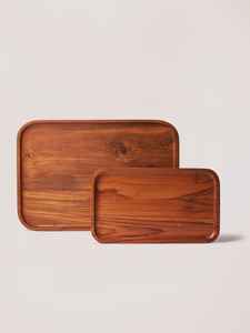 Bandeja de desayuno personalizada de madera de acacia para cocina y mesa, diseño minimalista, plato para servir comida y café, técnica pulida, mango de Metal - Product Image 5