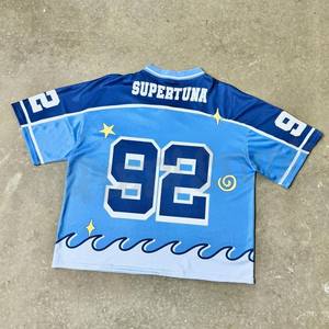 Ventes en gros de maillots de football américain rétro en maille surdimensionnés, entièrement imprimés par sublimation, respirants, anti-UV, à séchage rapide, 100% - Product Image 4