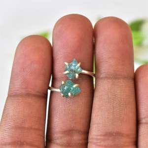 Anillo de Plata de Ley 925 con Aguamarina Natural, Piedra de Nacimiento de Agosto, Regalo Especial de Navidad, Eternidad Vermeil - Product Image 5