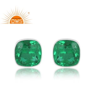 Stylish Design Sterling Silver Doublet Zambian <b>Emerald</b> Quartz Gemstone <b>Earring</b> Custom Jewelry for Women Gift for Her - Product Image 1