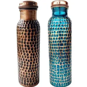 Best Selling Diamond Hammered Copper Water <b>Bottle</b> <b>Drink</b> Ware Tableware Kitchen Gifting Purpose - Product Image 1