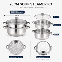 Ensemble de casseroles vapeur multicouches en acier inoxydable écologique avec couvercle en verre pour la maison et la restauration (vente en gros)