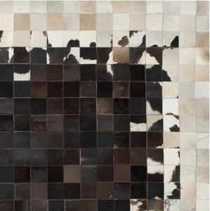 Rectangular Striped Cowhide Leather Hand-Stitched Patchwork Area <b>Rug</b> PET Friendly Non-Slip <b>for</b> Bedroom Living Room & <b>Prayer</b> - Product Image 3