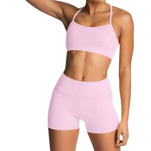 Bas quantité minimale de commande sans couture rembourré Gym course Fitness formation porter ensembles femmes deux pièces sport taille haute soutien-gorge Shorts ensembles - Product Image 5