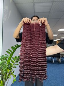 Venta al por mayor 100% cutícula alineada crudo vietnamita extensiones de cabello humano 30 pulgadas de longitud estirada onda natural 99J estilo de encaje de color - Product Image 3