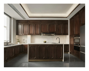 Mueble de Cocina Modular Completo en Forma de U, de Madera Maciza con Acabado Lacado, Estilo Clásico Antiguo para Hotel, con Isla - Product Image 2