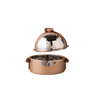 Chauffe-plat moderne en métal avec couvercle en dôme pour le service de buffet arabe du Ramadan |   Bol de service rond isotherme de luxe pour plats chauds
