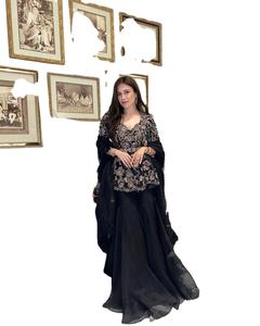 Dernier créateur Fab Zone Organza Soie Broderie Séquence Travail Costume Sharara Vêtements indiens et pakistanais - Product Image 1